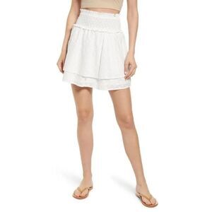 Rails Addison Mini Skirt Embroidered‎ Daisies White Tiered Cotton Size Medium